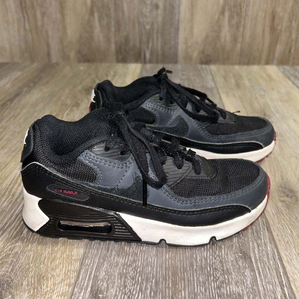 Nike Air Max 90 Youth US Size 13C Black White Red Sneaker Shoes CD6867-022